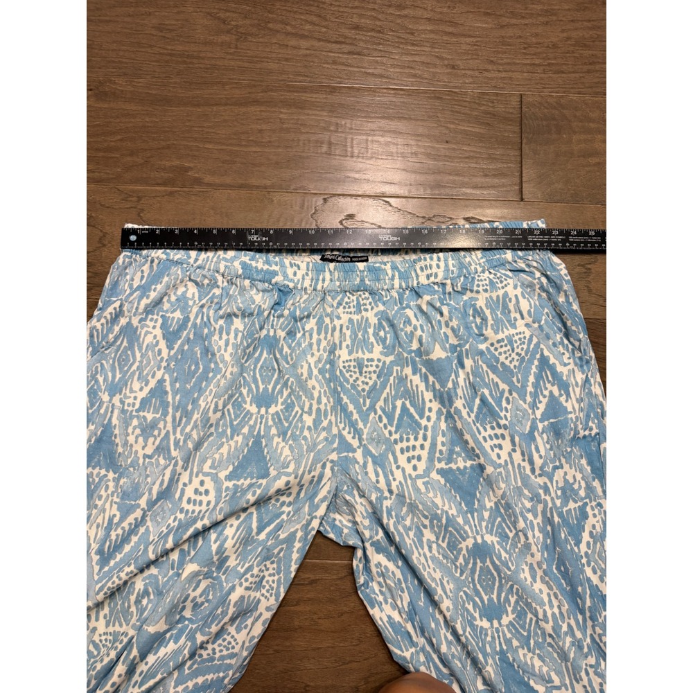 NWT Tolani Collection Rosaleen Pants Womens 2XP Blue Ikat Ruffle Wide Leg Boho - Picture 4 of 8